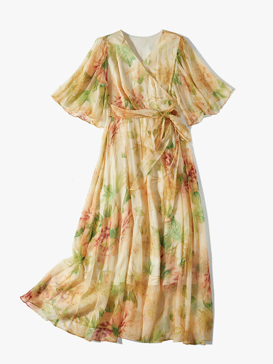 Elegantes V-Ausschnitt-Kleid mit Schnürung