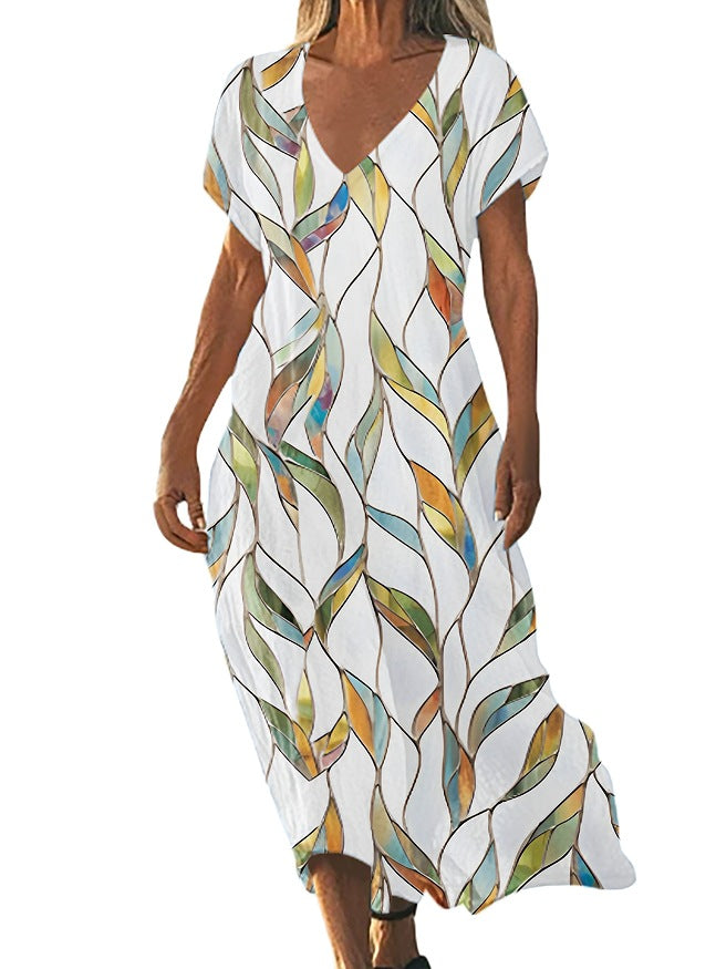 V-Ausschnitt Freizeitkleid Kurzarm