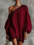 Off-Shoulder Longsleeve mit Spitze