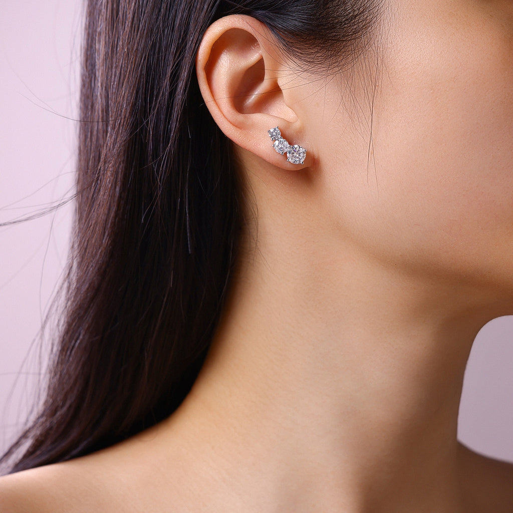 Moissanit-Ohrstecker «Trilogie» 1 ct · 925 Silber