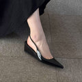 Spitze Slingback-Pumps mit Schnalle