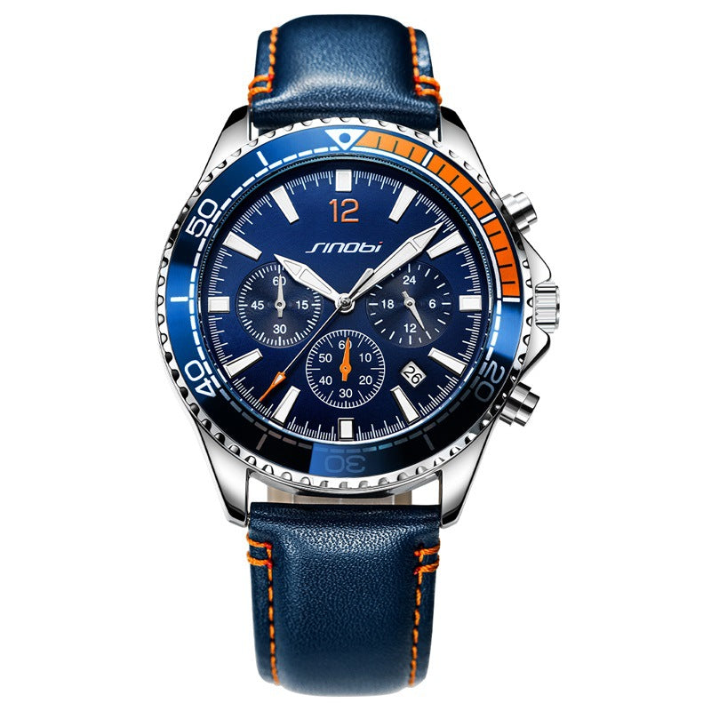 Herren Chronograph Sportuhr mit PU-Armband
