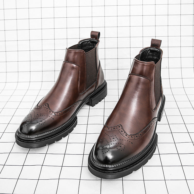 Herren High-Top Fashion Ankle Boots aus Leder