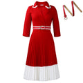 Color-Block Plisseekleid mit langen Ärmeln – Bild 1 | LuxeStyle