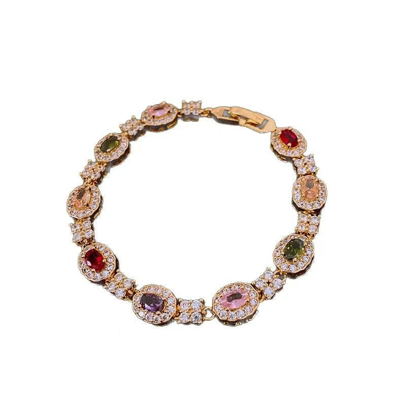 18K-Gold-Füllung Ovaler Zirkon-Clip-Armband