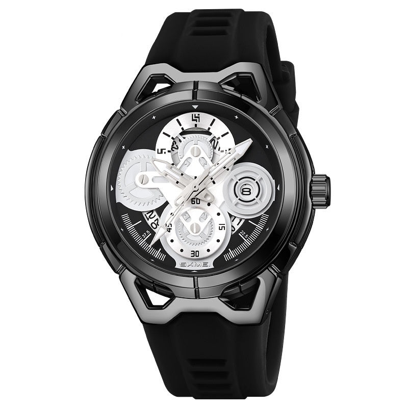 Silber-Case Uhr mit orangefarbenem Armband – Bild 5 | LuxeStyle