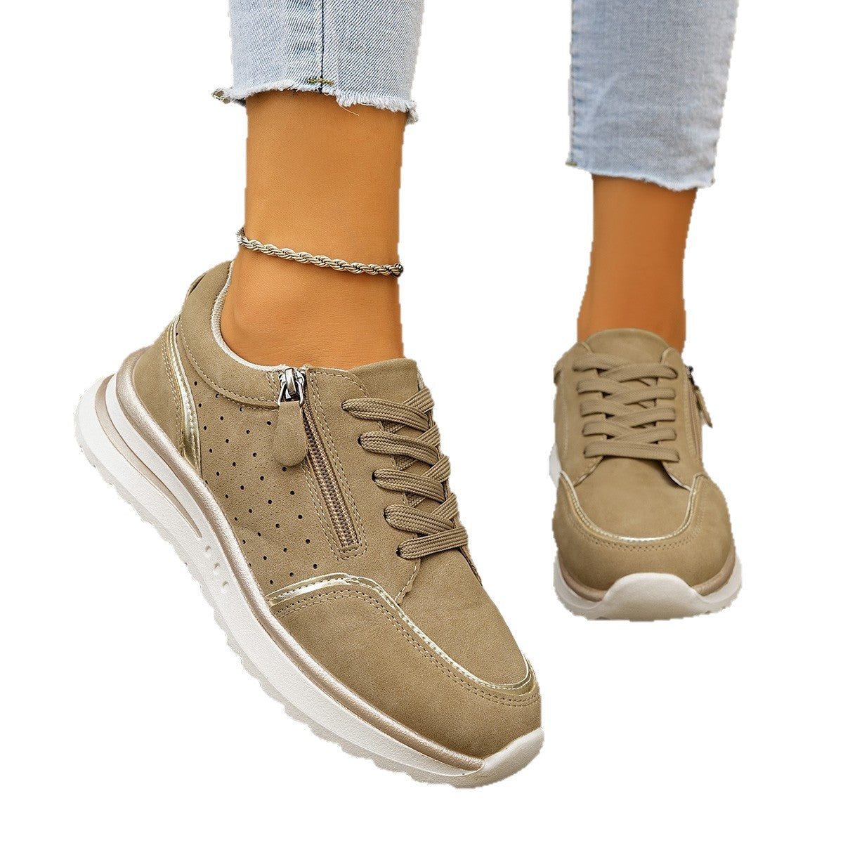 Atmungsaktive Chunky-Sneakers mit Seitenreissverschluss