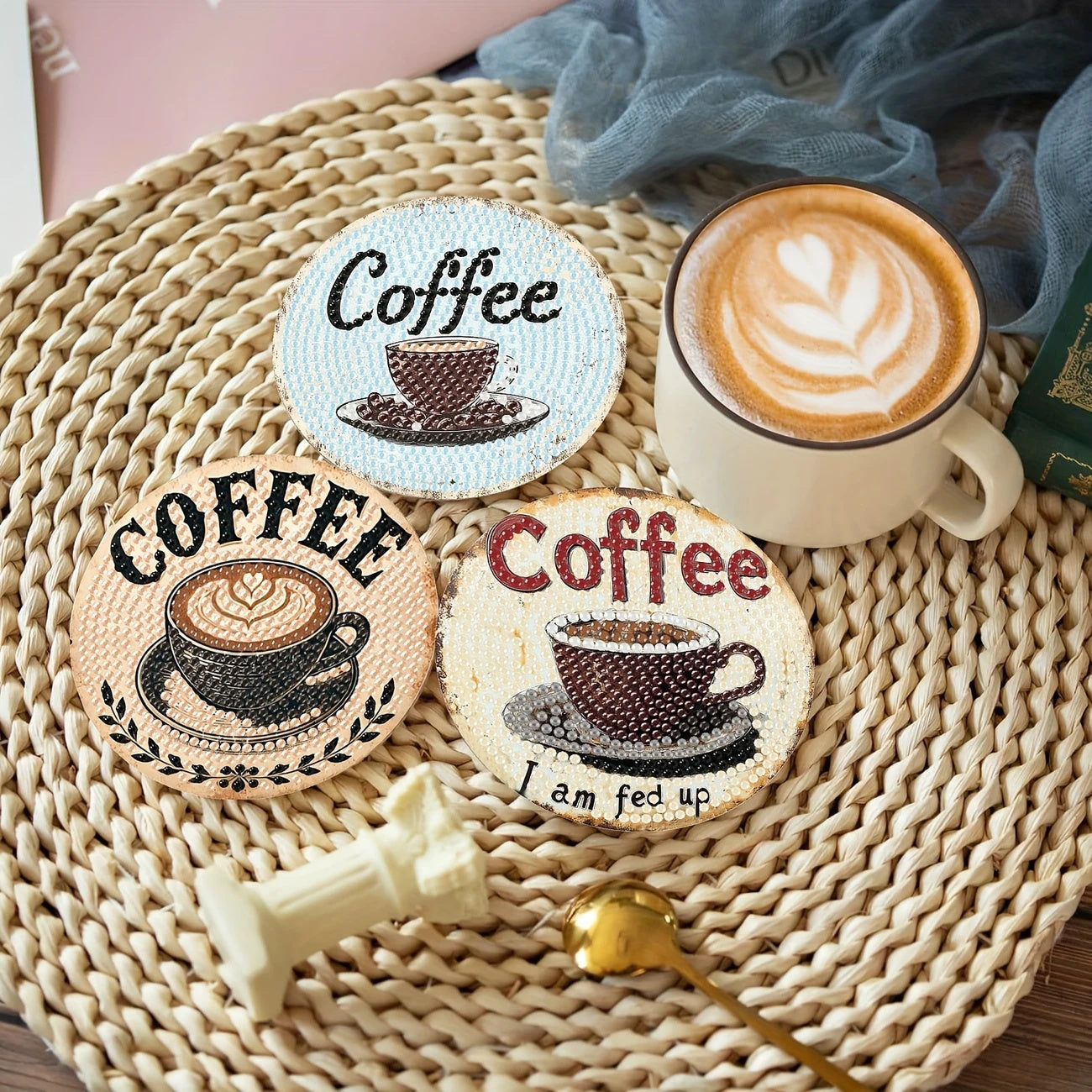 DIY-Kaffeemuster-Diamant-Kunst Untersetzer
