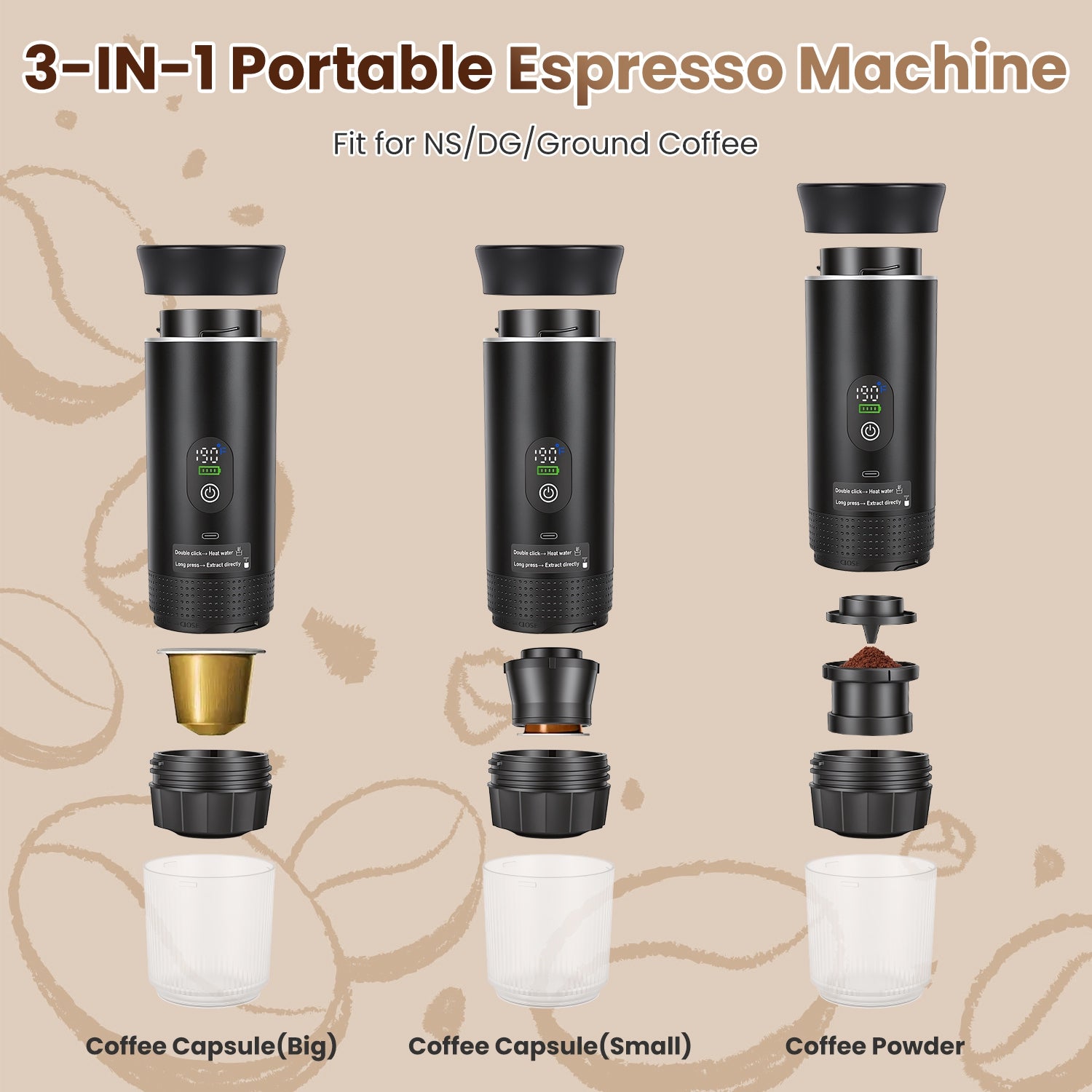 3-in-1 Kabellose Espresso Maschine – Ansicht 6