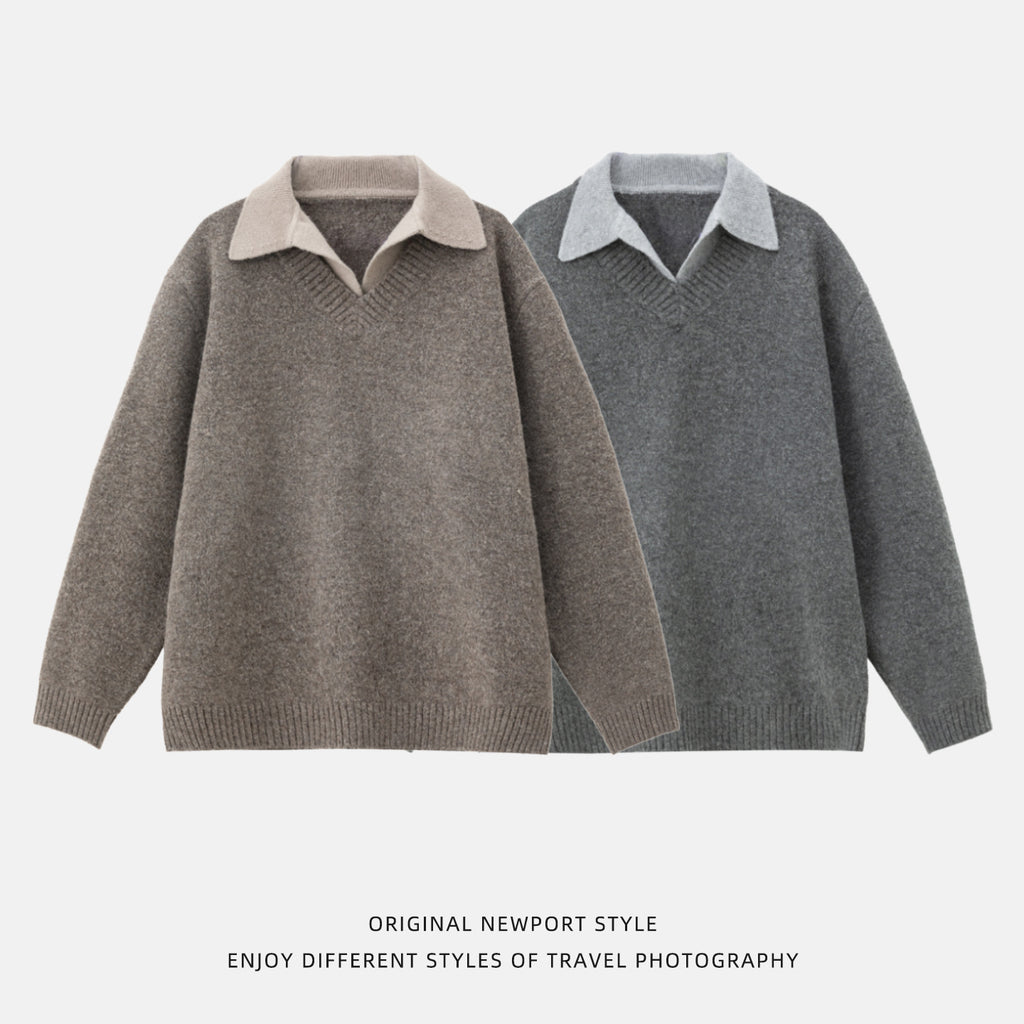 Old-Money-Stil V-Ausschnitt Sweaterjacke