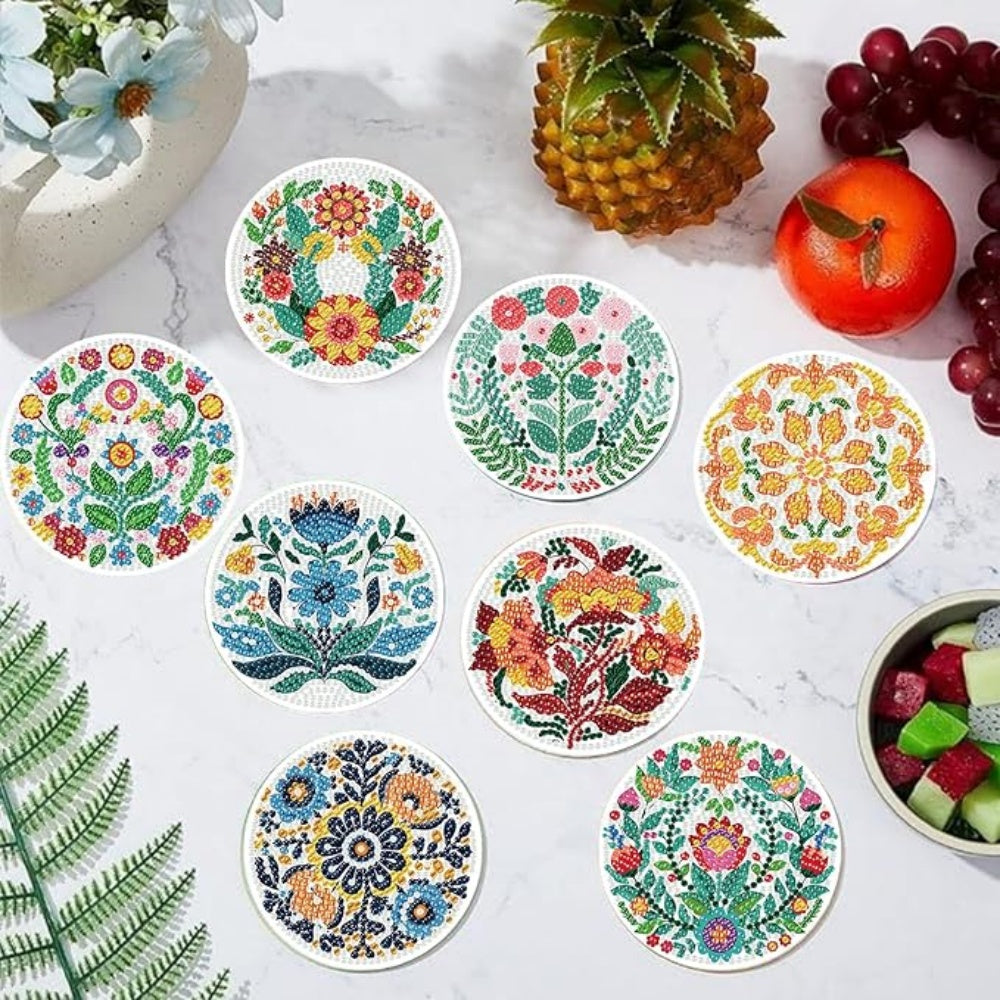 Diamond Art Coaster-Set mit Halterung