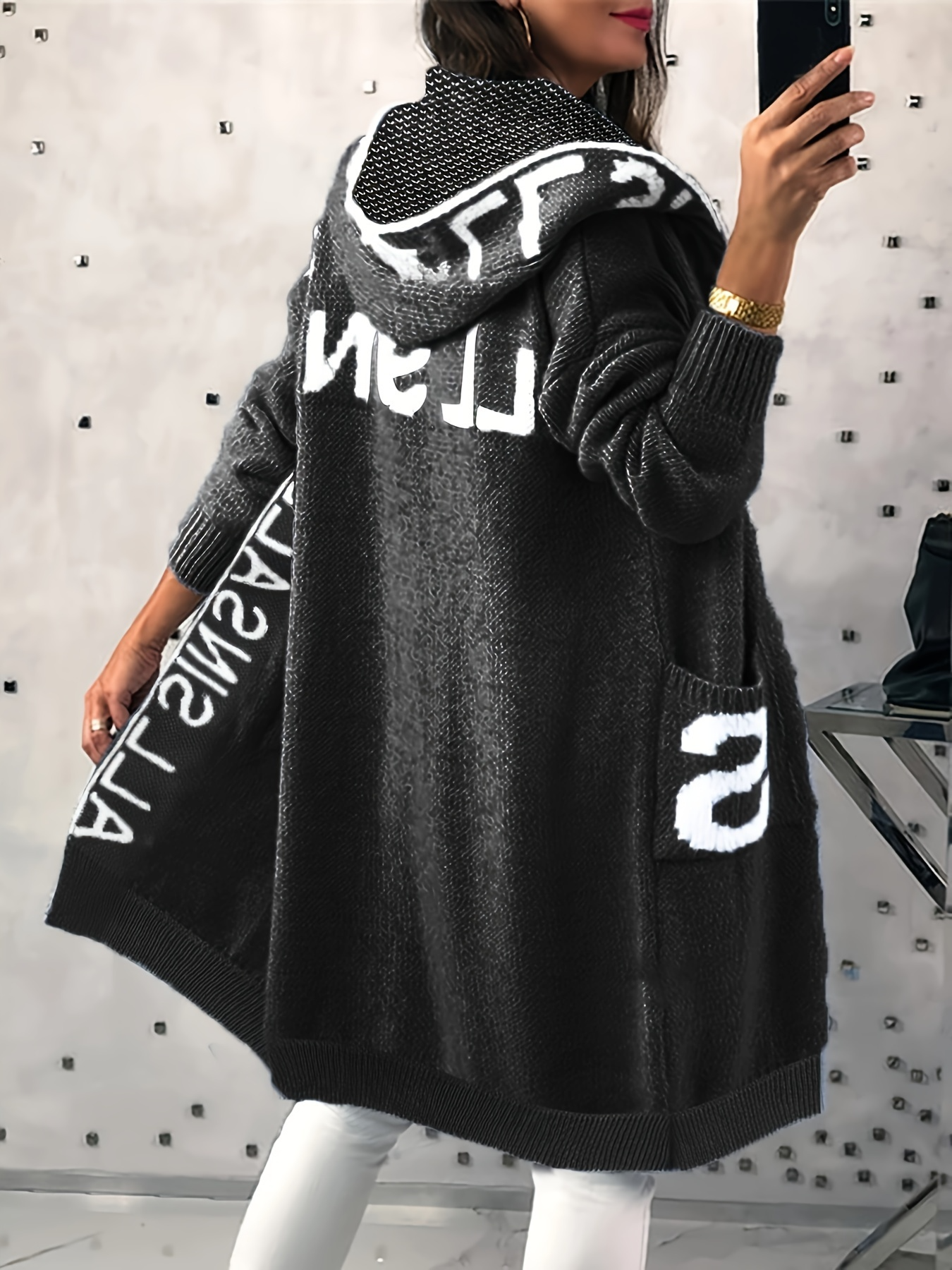 Damen-Cardigan mit Kapuze und Lantern-Arm