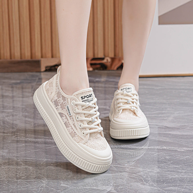 Plateau-Sneaker «Cloud» · Spitzen-Mesh, geschnürt