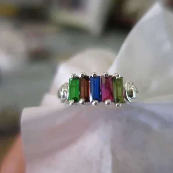 Regenbogen Zirkonia Ring aus Edelstahl