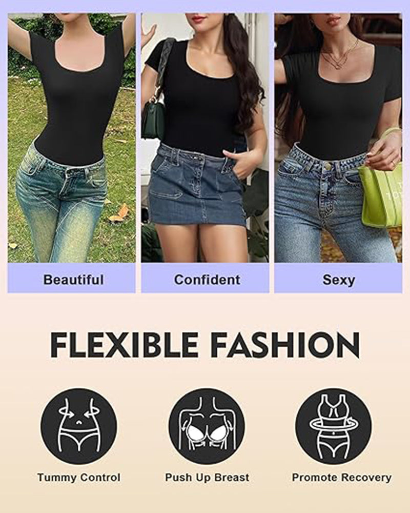 Nahtloser Bodysuit mit eckigem Ausschnitt