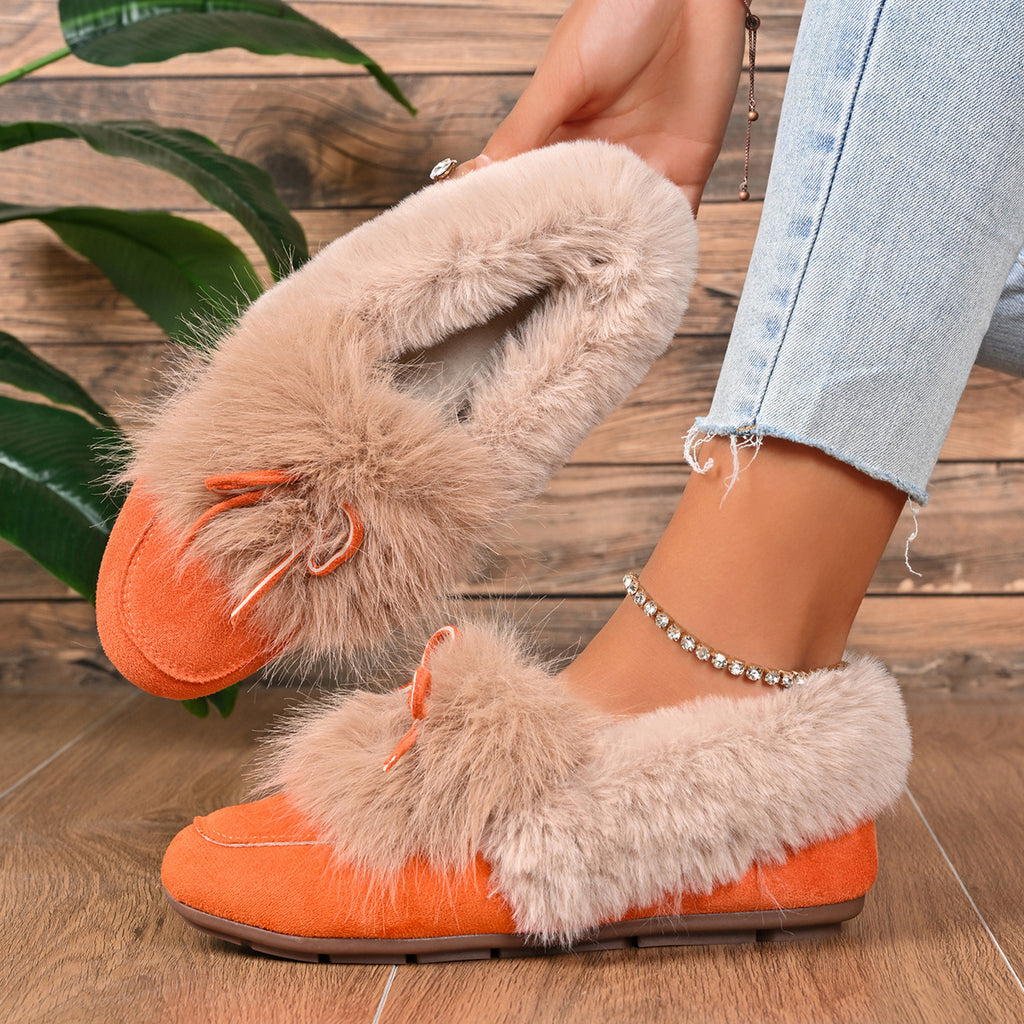 Runde Damen-Schuhe mit Schleife