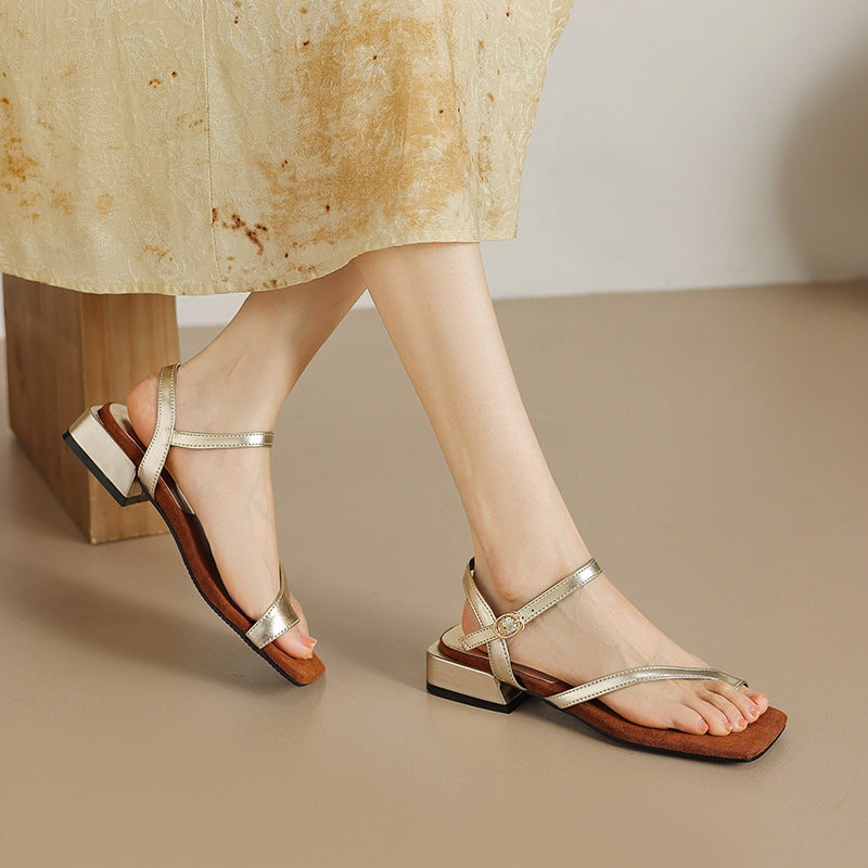 Atmungsaktive Open-Toe Sandalen mit Blockabsatz