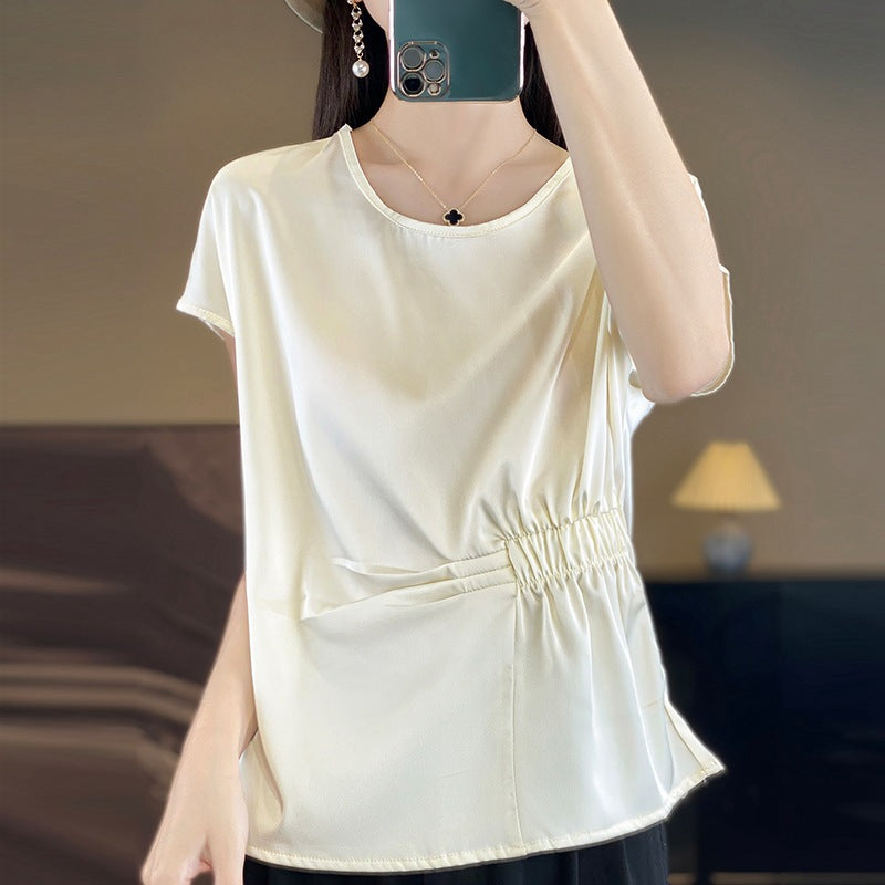 Kurzärmliges Viskose‑T‑Shirt mit Kordelzug | LuxeStyle