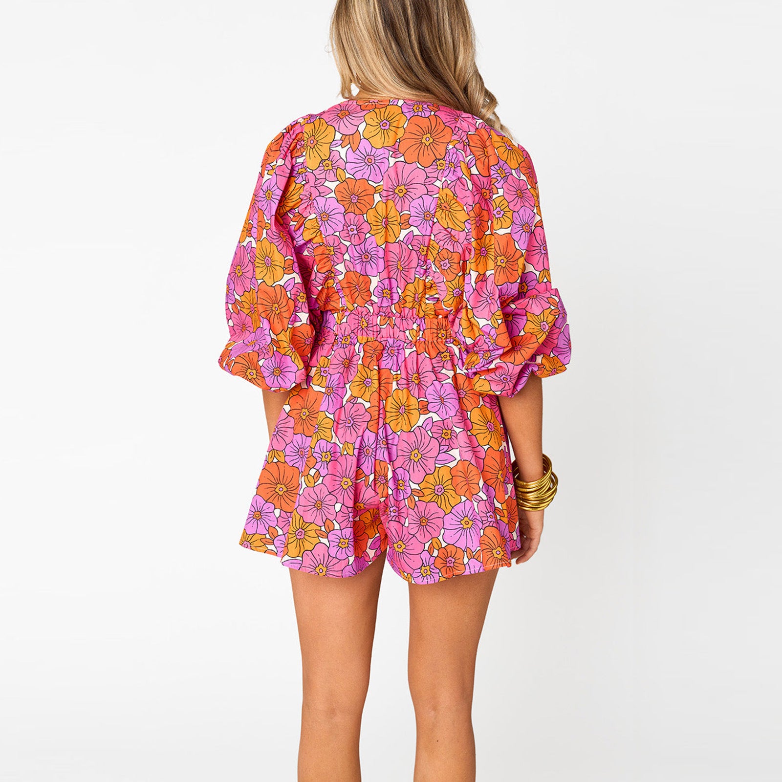V-Ausschnitt Jumpsuit mit weitem Bein