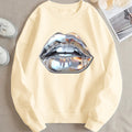 Cartoon Sweatshirt mit Lippen-Print für Damen