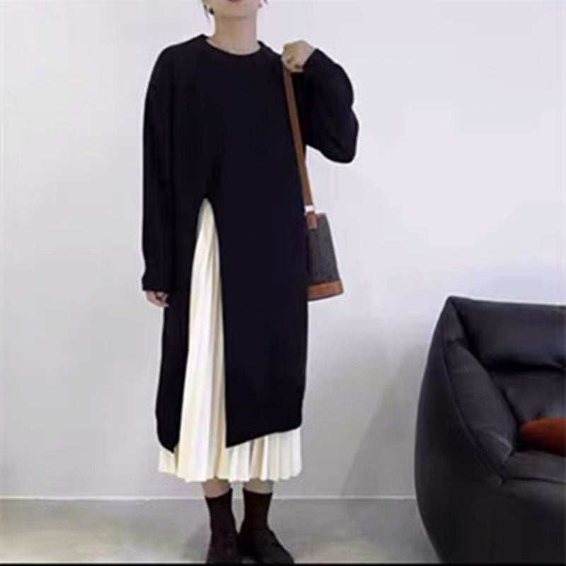 Locker geschnittenes Pullover-Kleid mit Schlitz – Bild 5 | LuxeStyle
