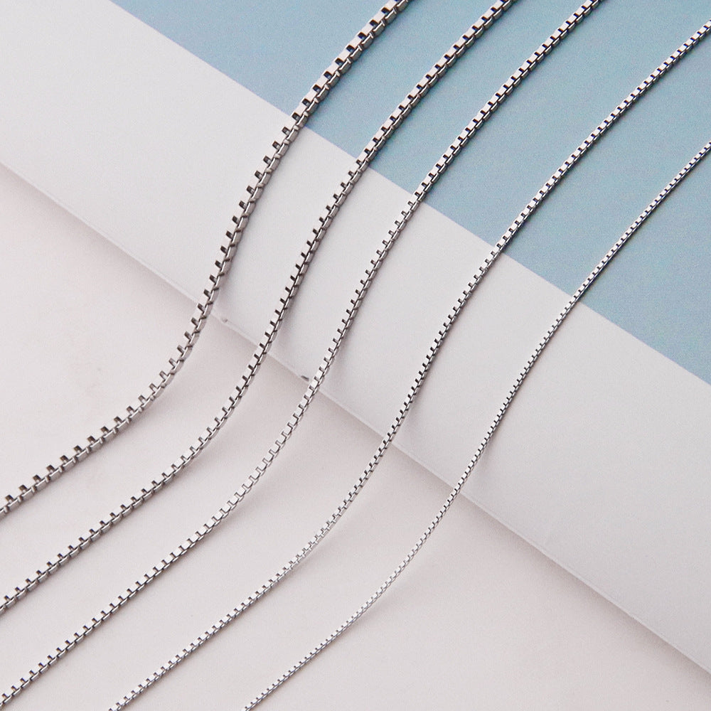S925 Silber Halskette mit Boxkette