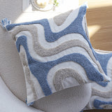 Farbe: Blau, Quaste, 45 × 45 cm Kissenbezug
