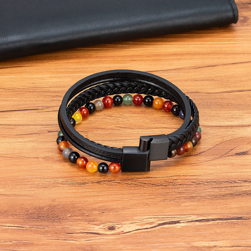 Armband aus Edelstahl mit Tigerauge und Obsidian – Bild 5 | LuxeStyle