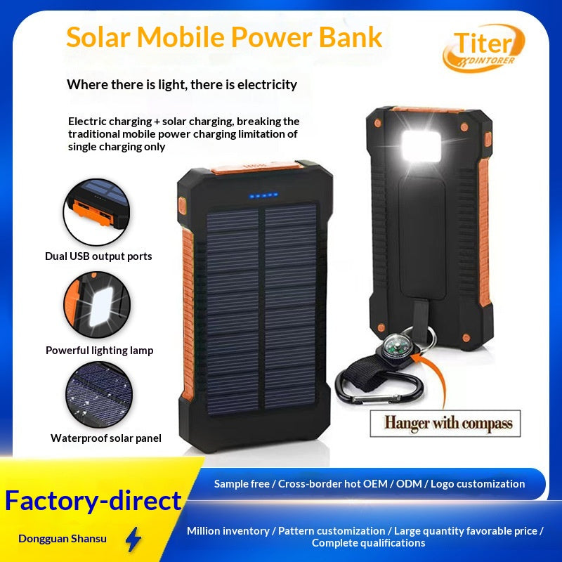 Outdoor Solar Powerbank 20000mAh mit LED & Kompass