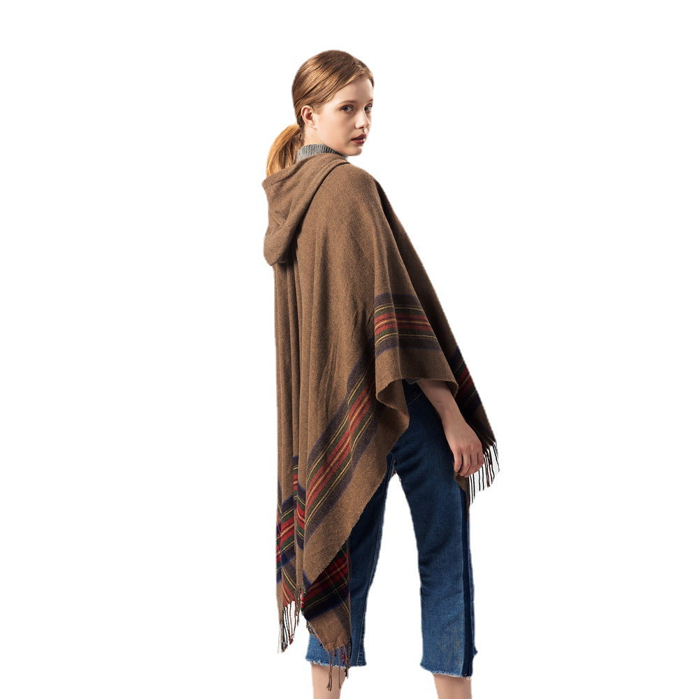 Tassel Fashion Jacquard Kapuzen-Cape – Bild 4 | LuxeStyle