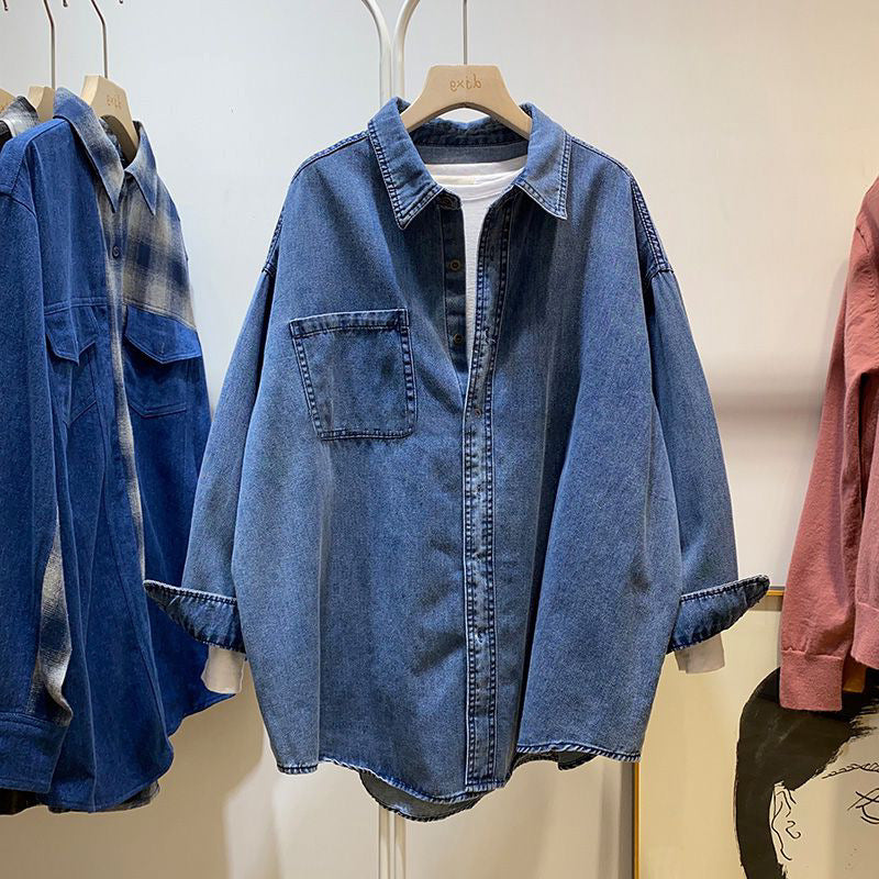 Vintage Denim-Hemd im Hong Kong Stil
