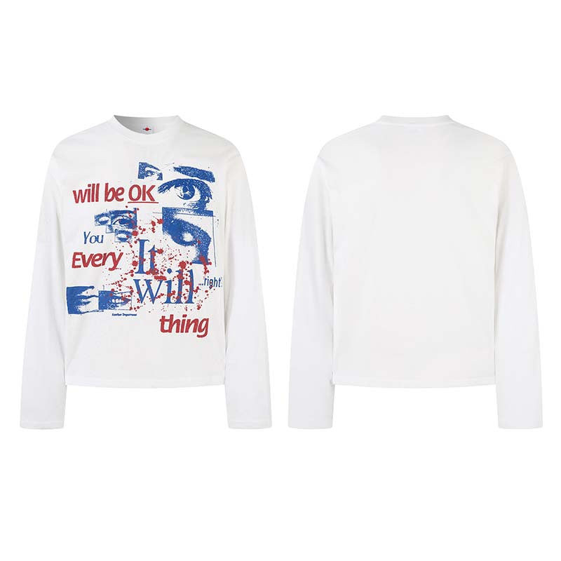 Langarmshirt mit Augen- und Buchstaben-Print – Bild 2 | LuxeStyle