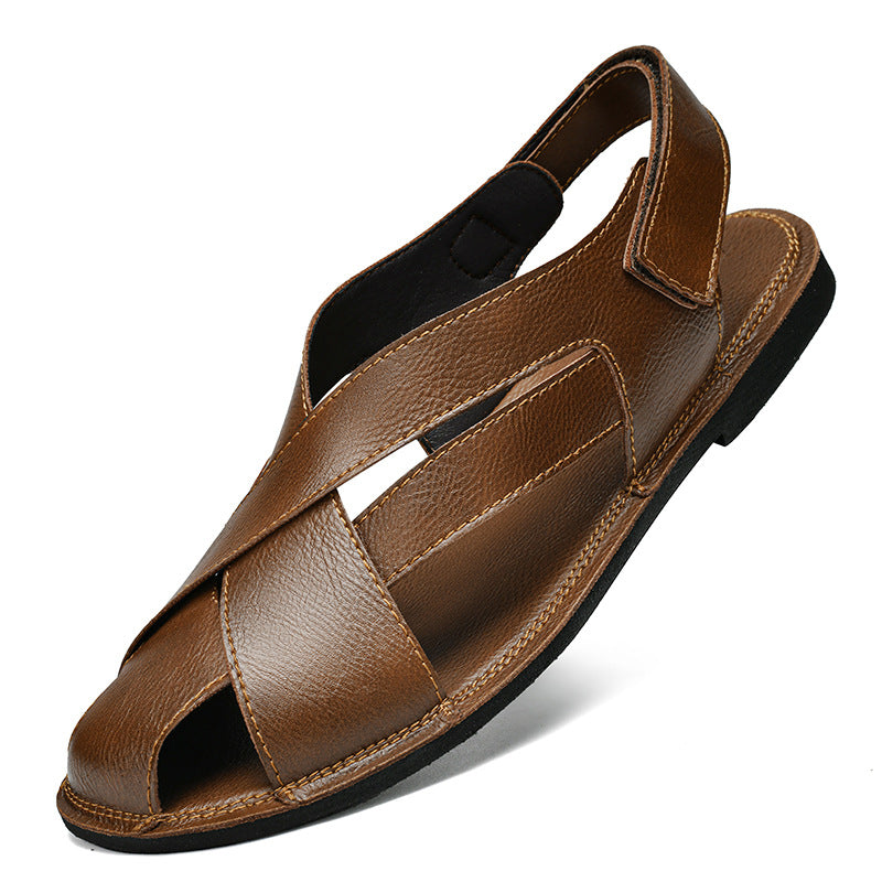 Leder-Sandalen mit Klettverschluss für Herren
