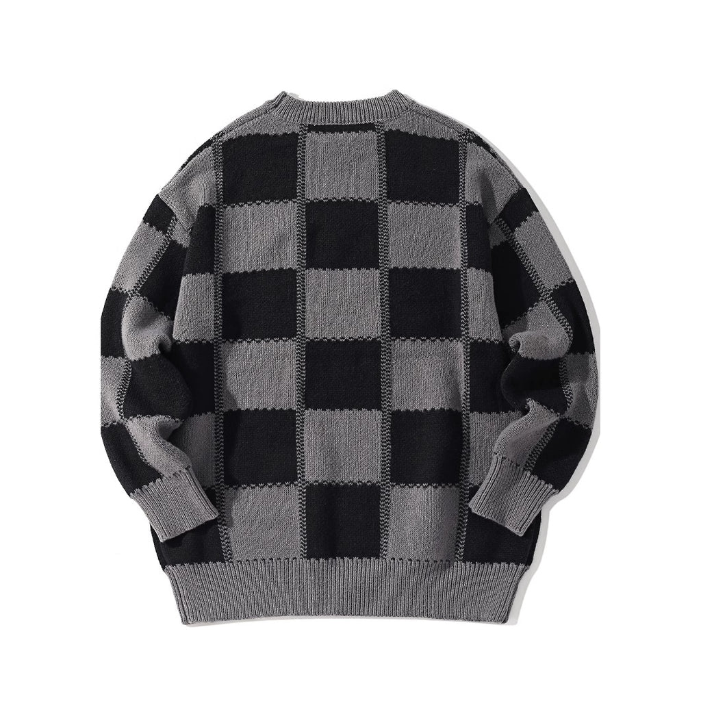 Retro Sweater Herren Crew Neck Chunky Knit