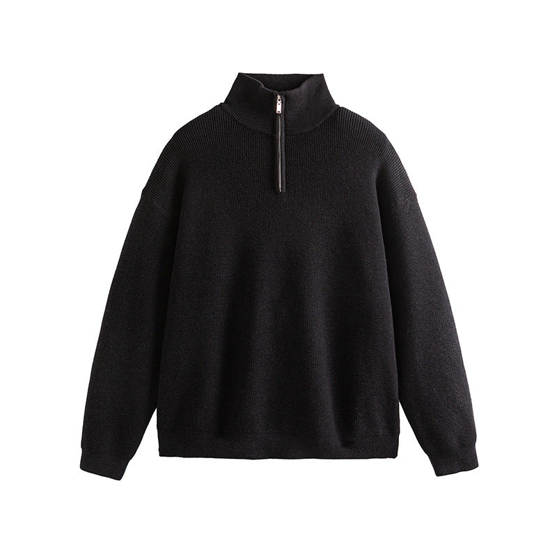 Senior-Style Pullover mit Halb-Reißverschluss