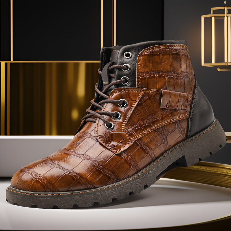 Retro Casual Outdoor Lederstiefel mit Reissverschluss