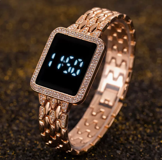 Digitale Damenuhr mit Stahlband | LuxeStyle