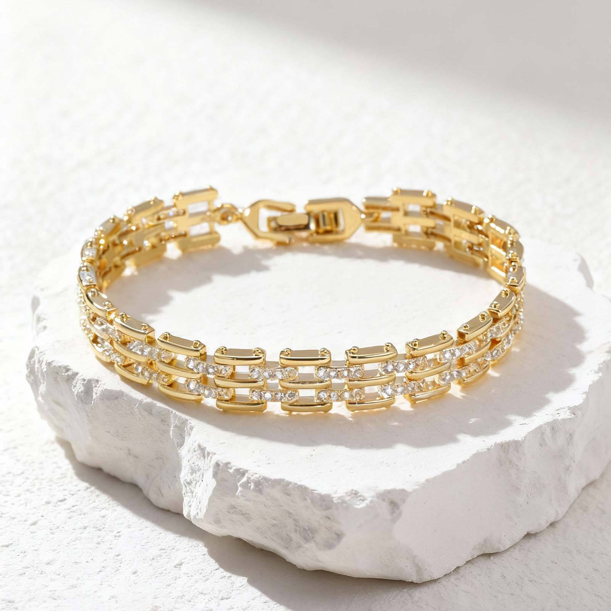 Kupfer Armband mit Zirkonia, Goldfarben – Bild 8 | LuxeStyle