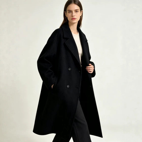 Damen Mid-length Cardigan Mantel aus Wolle – Bild 3 | LuxeStyle