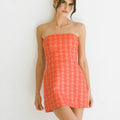 Rotes Plaid-Kleid ohne Träger