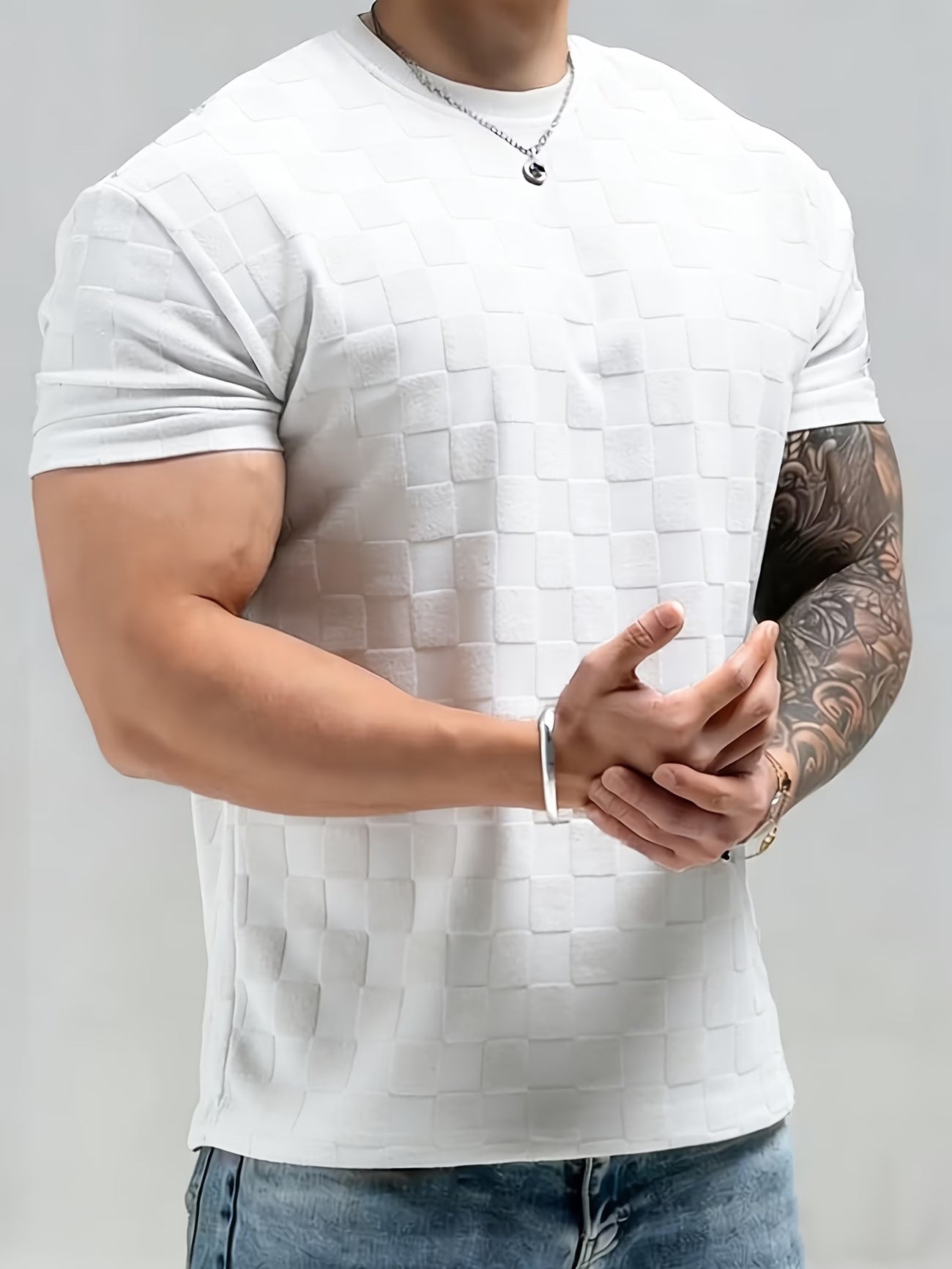 Herren Sommer Jacquard Hemd Kurzarm