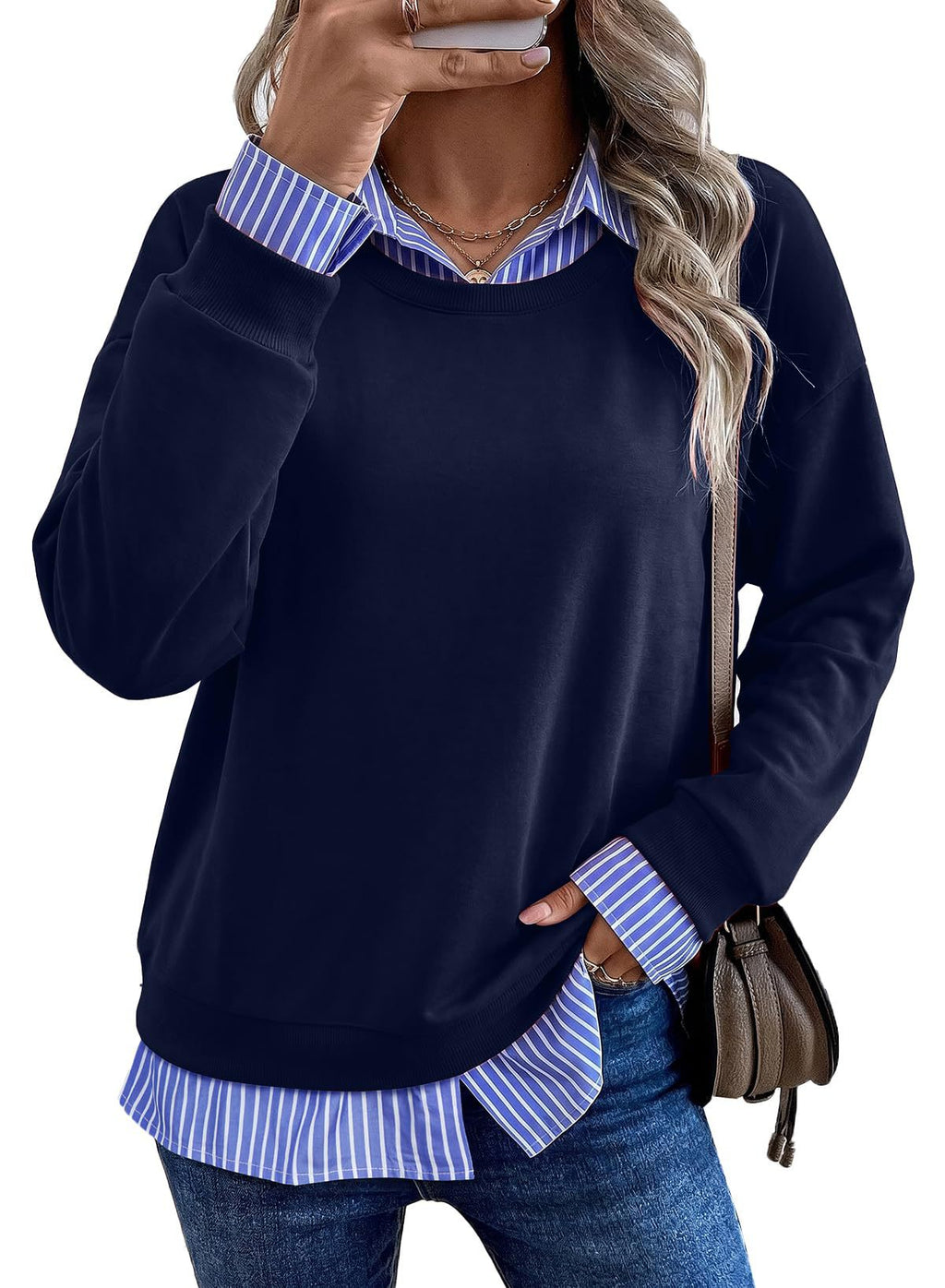 Lässiger Kapuzenpullover im Zweiteiler-Look