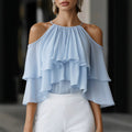 Elegante Off-Shoulder Chiffonbluse mit Rüschen
