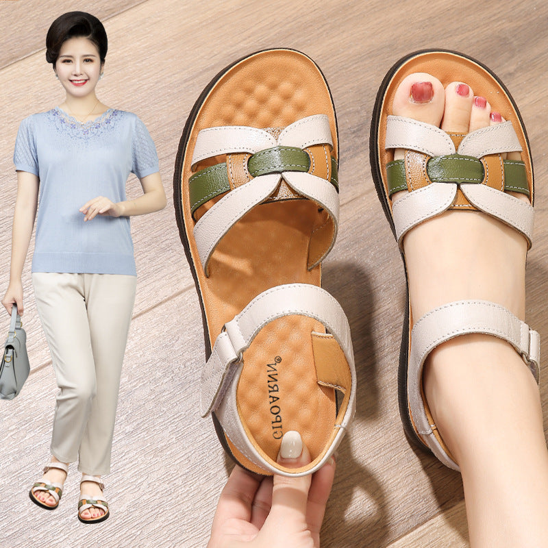 Bequeme Leder-Flats mit Klettverschluss