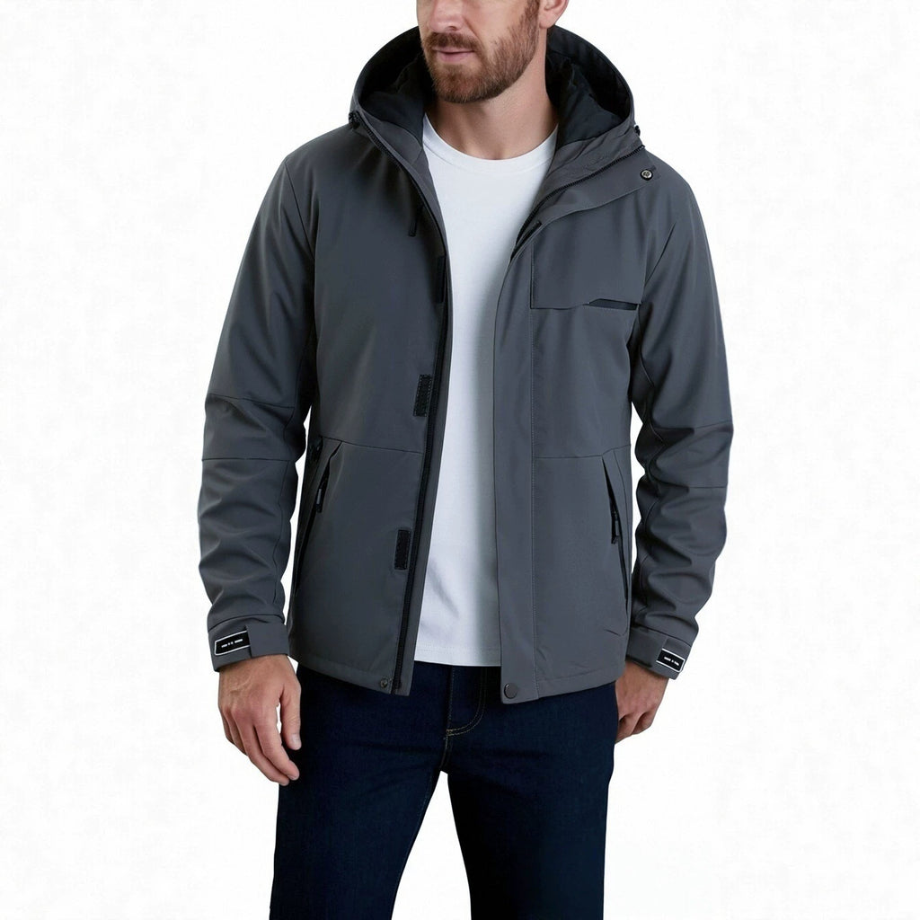 Herren Outdoor-Jacke, unifarben, lockere Passform