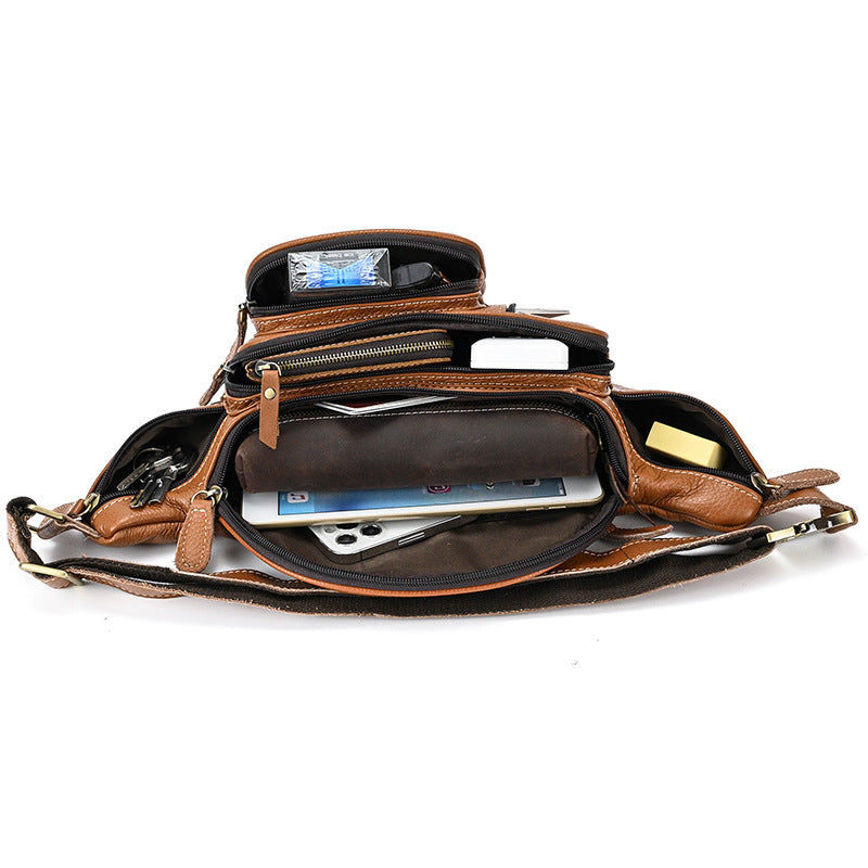 Leder-Bauchtasche Vintage Hellbraun