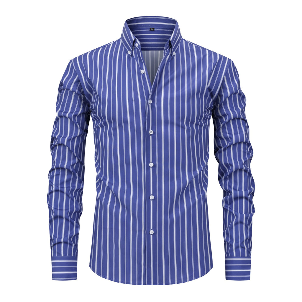 Herren Hemd gestreift mit Revers und langen Ärmeln – Bild 4 | LuxeStyle