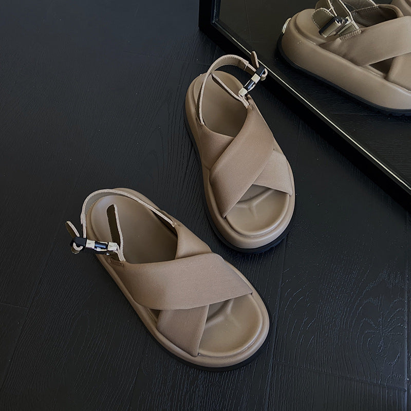 Retro Fashion EVA Plateau-Sandalen mit Kreuzschnalle | LuxeStyle