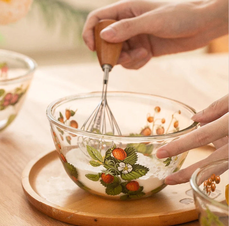 Hitzebeständige Glas-Schüssel mit Pflanzenmuster | LuxeStyle