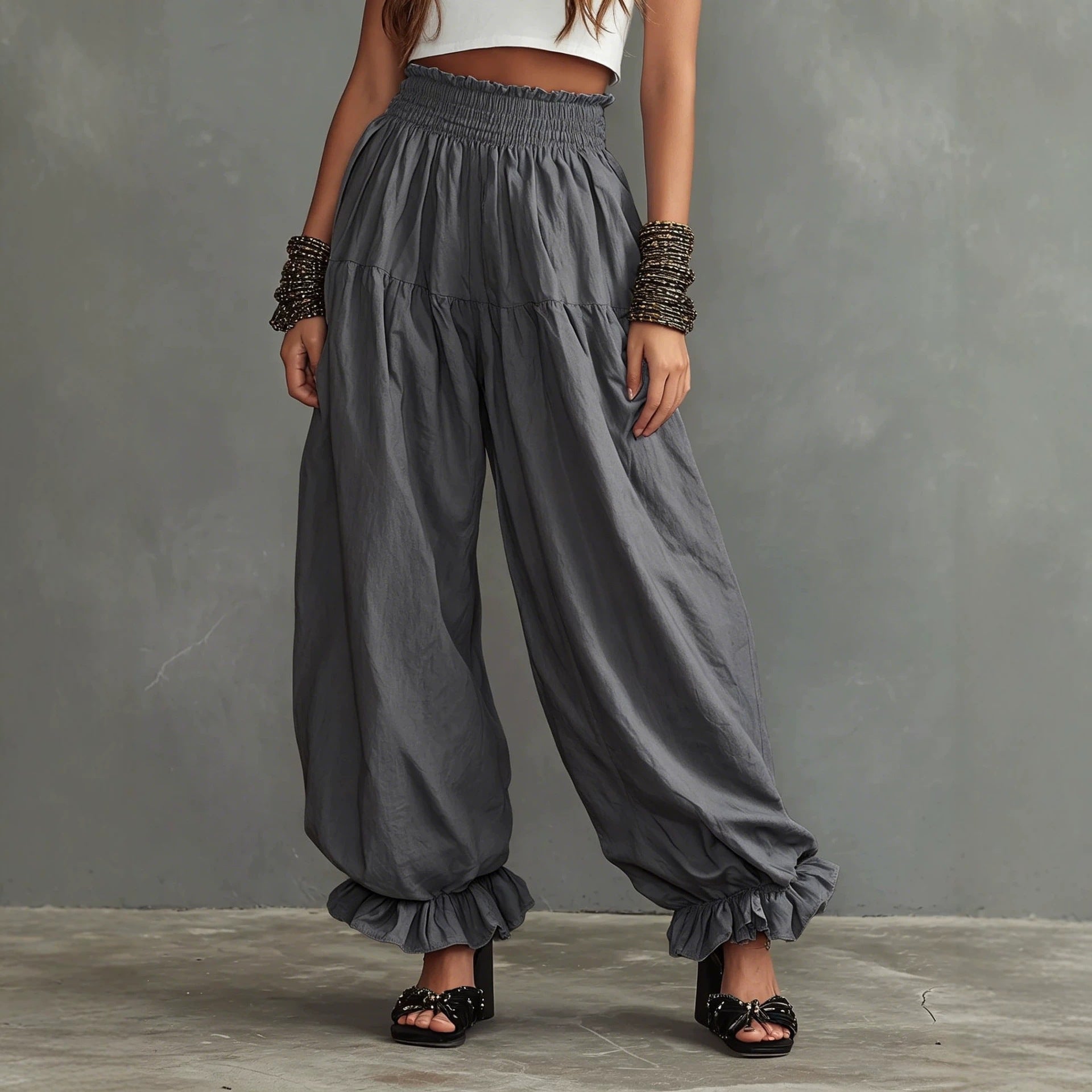 Loose Fit High Waist Stoffhose